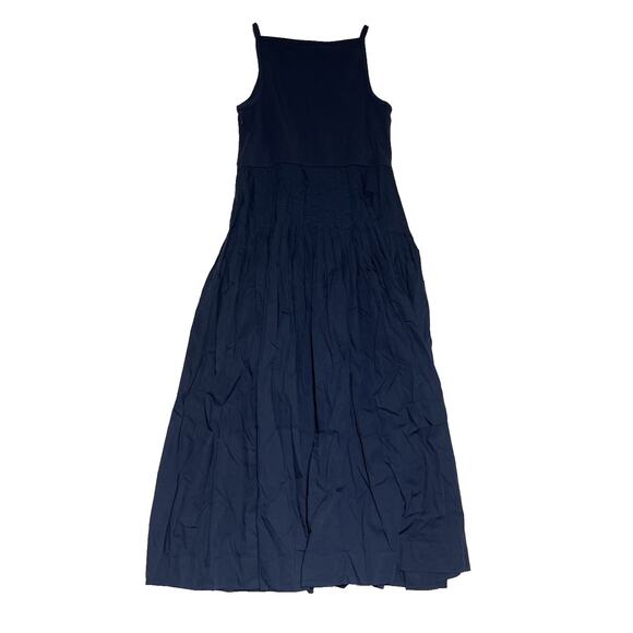 J Crew Pintuck Midi Dress Medium Navy Blue Sleeveless Minimalist Classic A Line - Picture 2 of 12
